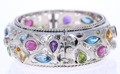 Mehrfarbiger Edelstein 925 Silber Armreif
