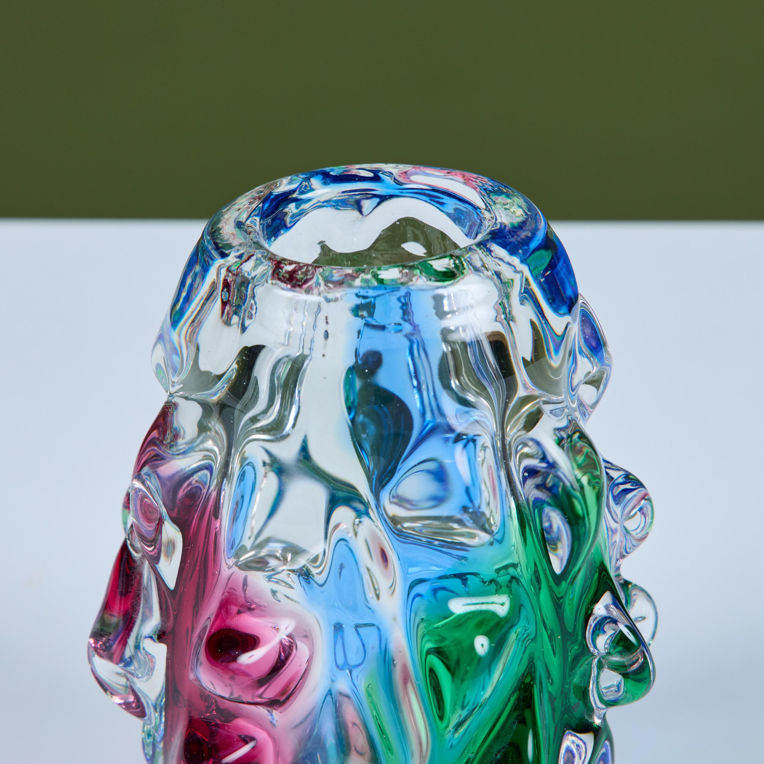 Mehrfarbige Vase aus strukturiertem Murano-Glas im Stil von Jan Beranek im Angebot 4