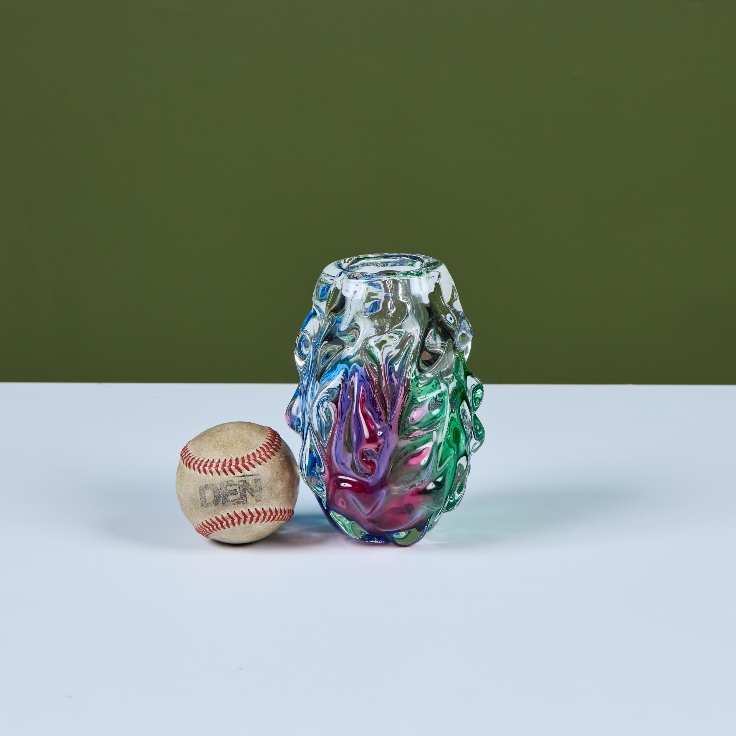 Mehrfarbige Vase aus strukturiertem Murano-Glas im Stil von Jan Beranek (Moderne der Mitte des Jahrhunderts) im Angebot