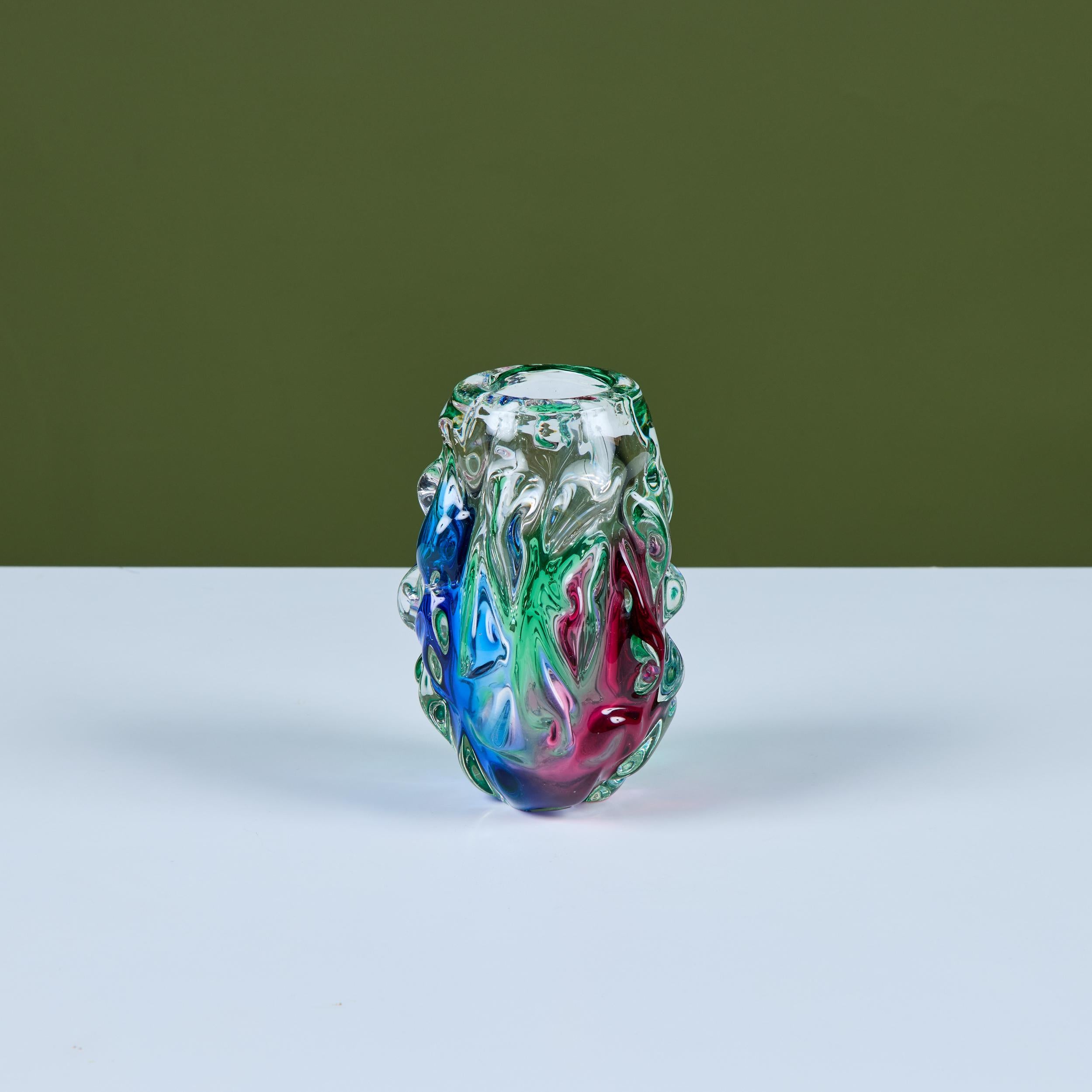 Mehrfarbige Vase aus strukturiertem Murano-Glas im Stil von Jan Beranek im Zustand „Gut“ im Angebot in Los Angeles, CA