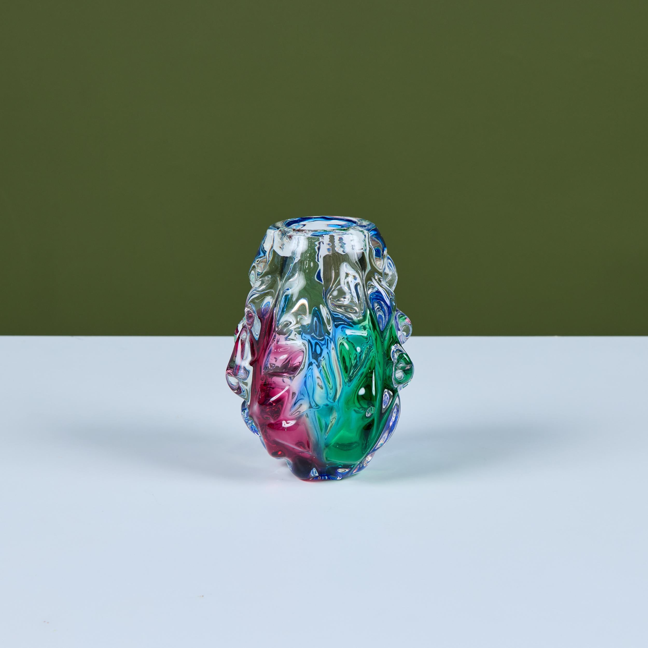 Mehrfarbige Vase aus strukturiertem Murano-Glas im Stil von Jan Beranek im Angebot 2