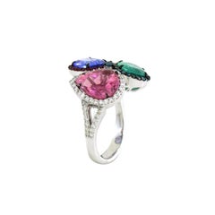 Multi colored Three stone ring