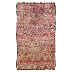 Multi Colored Retro Large Moroccan Rug With All-Over Diamond Pattern