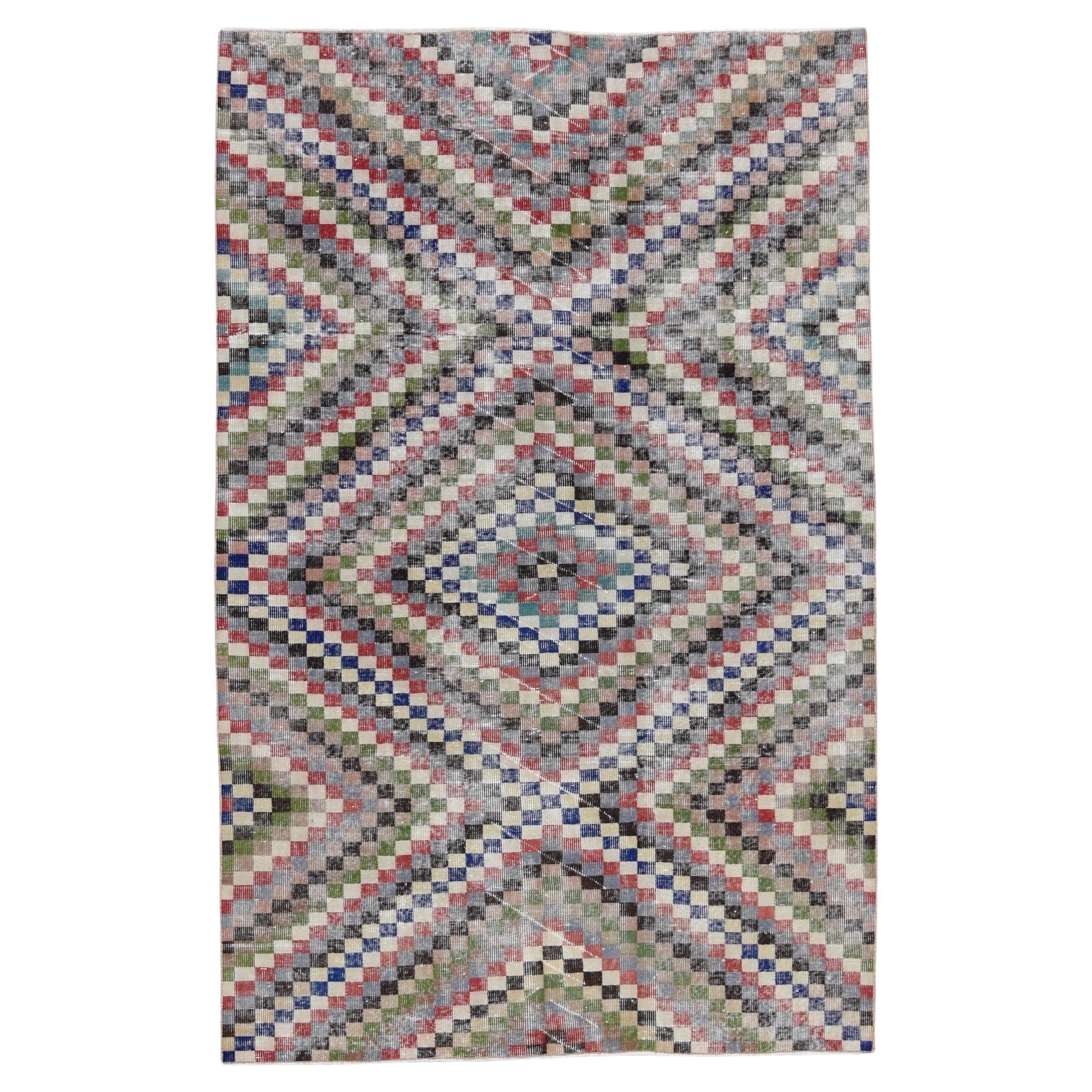 Mehrfarbiger Wollteppich im Stil von Zeki Muren aus der Jahrhundertmitte  5'11''x9'3'' im Angebot