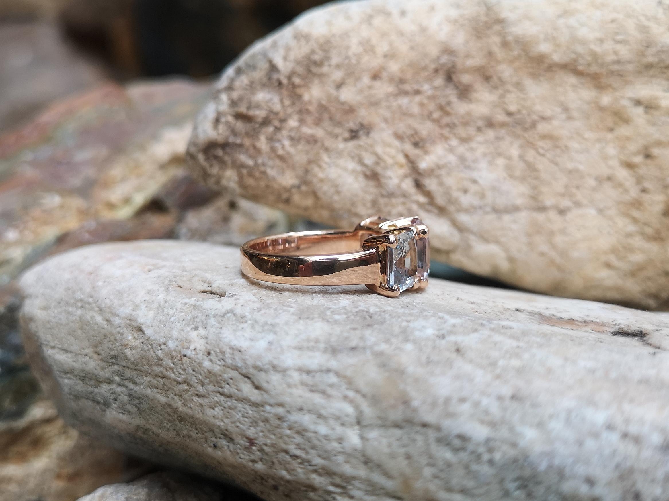 Multi-Colors Sapphire Ring Set in 18 Karat Rose Gold Settings For Sale 7