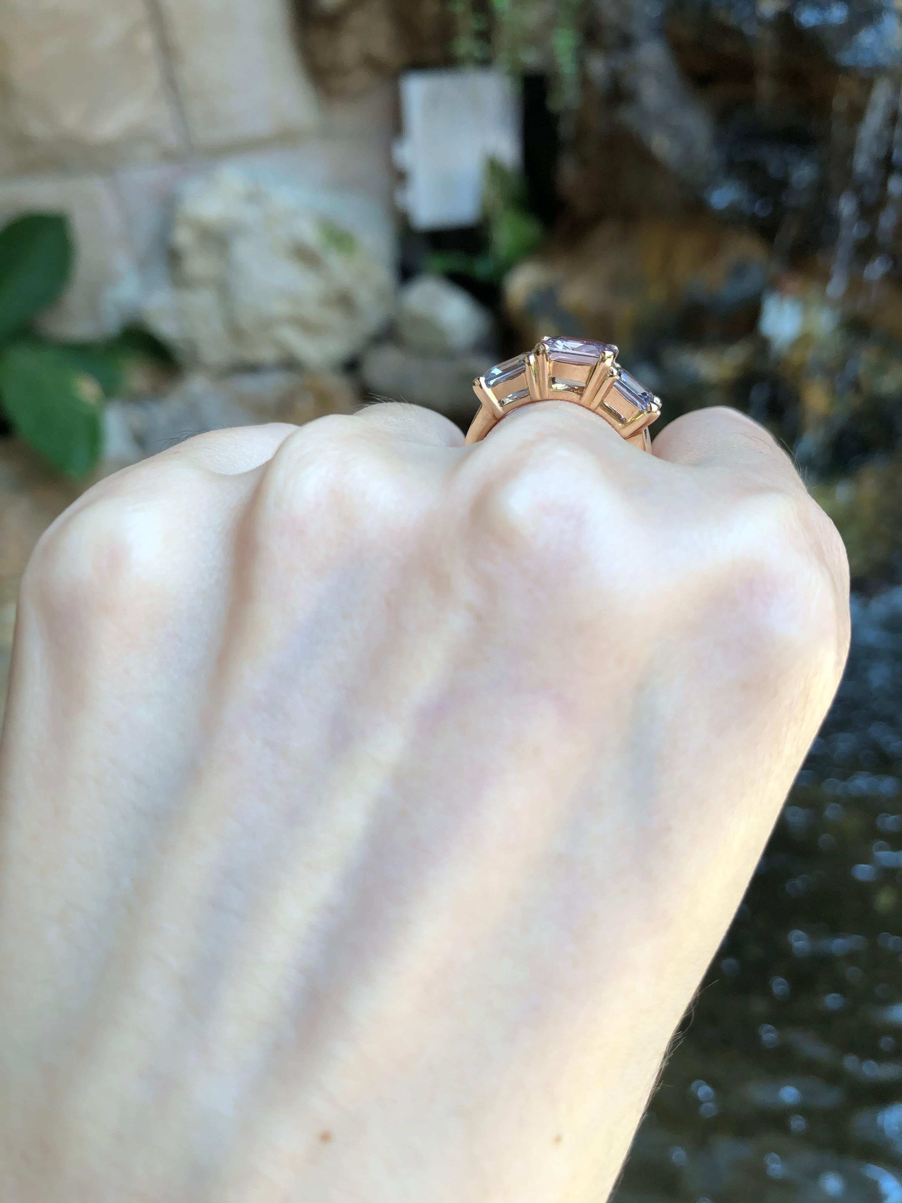 Princess Cut Multi-Colors Sapphire Ring Set in 18 Karat Rose Gold Settings For Sale