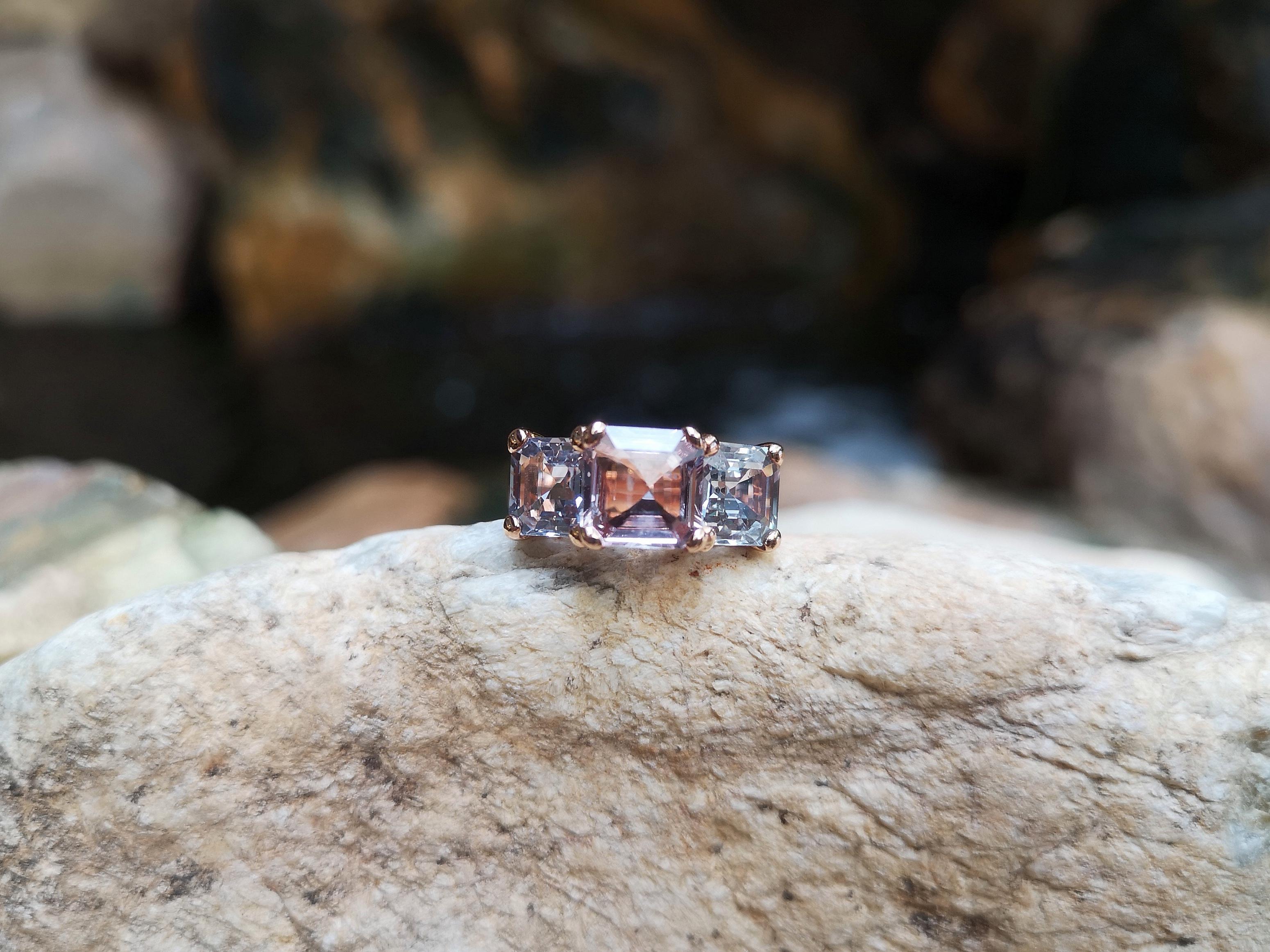 Multi-Colors Sapphire Ring Set in 18 Karat Rose Gold Settings For Sale 2