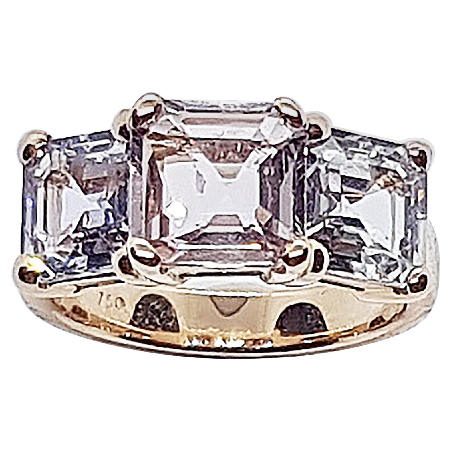 Multi-Colors Sapphire Ring Set in 18 Karat Rose Gold Settings For Sale