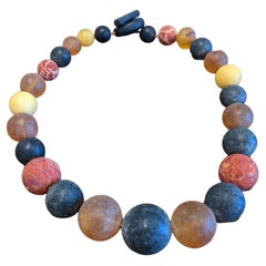Multi-Colour Amber and Coral Beaded Necklace