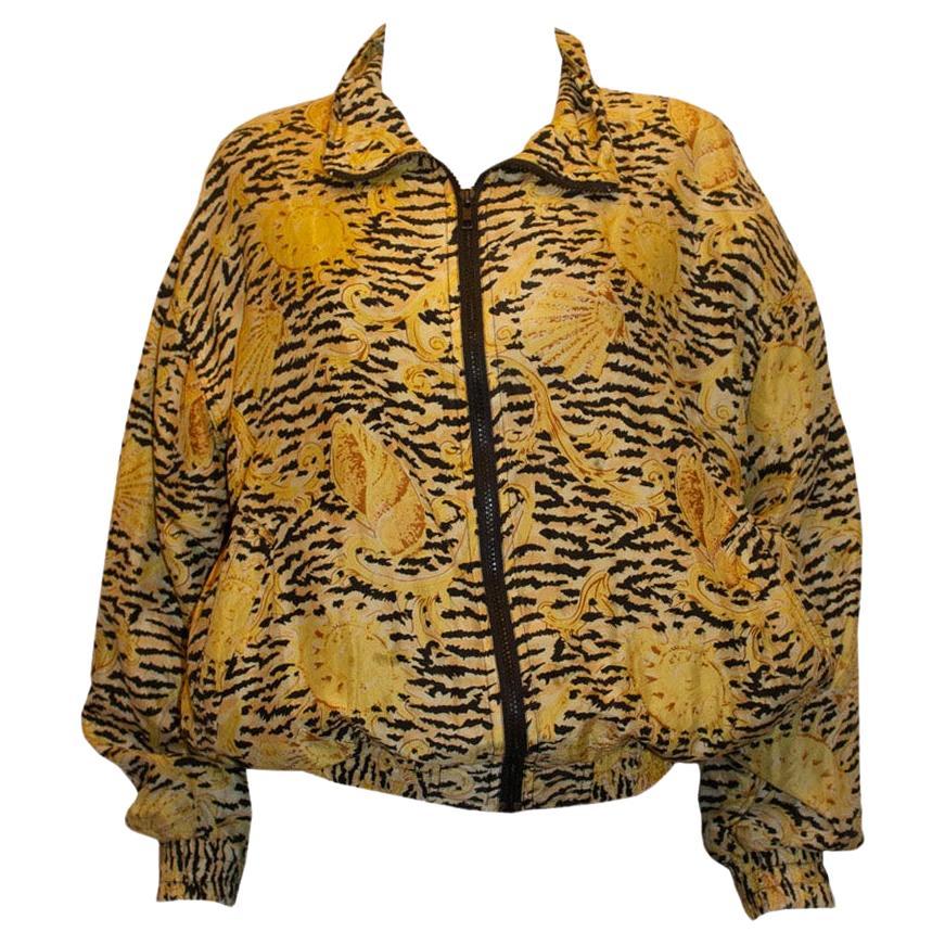 Multi Colour Silk Blouson Jacket For Sale
