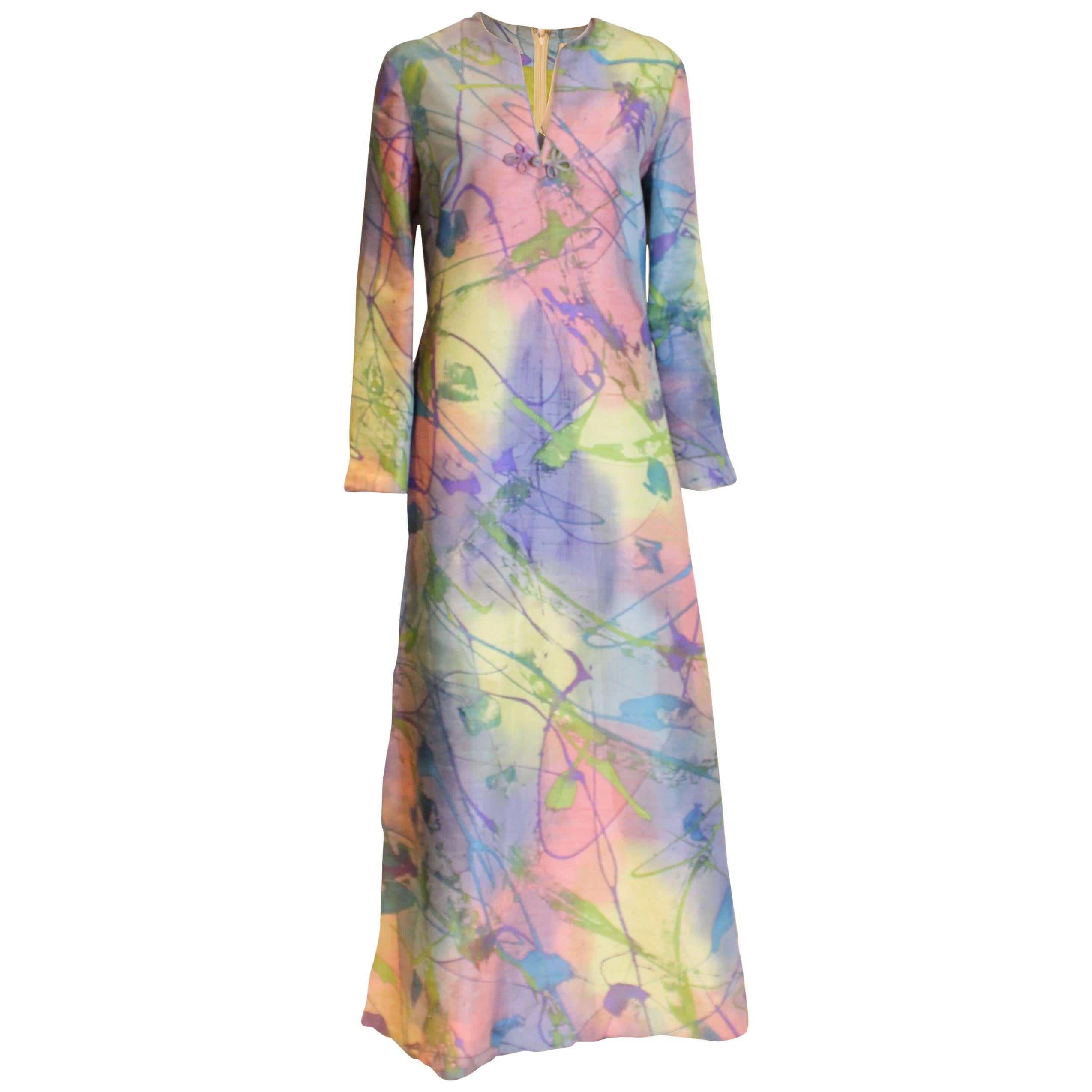 Multi Colour Silk Kaftan Dress