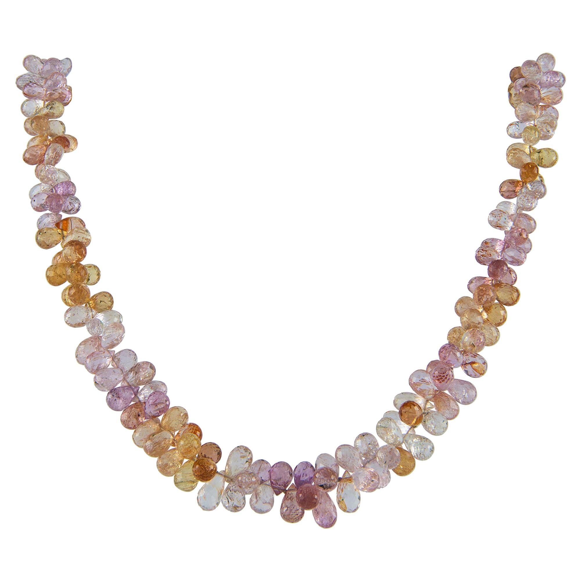 Multi-Colour Topaz Briolette Bead Necklace For Sale