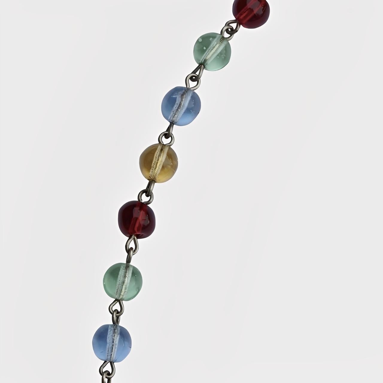 Collier en verre gradué multicolore avec fermoir en forme de baril : Pools of Light en vente 2