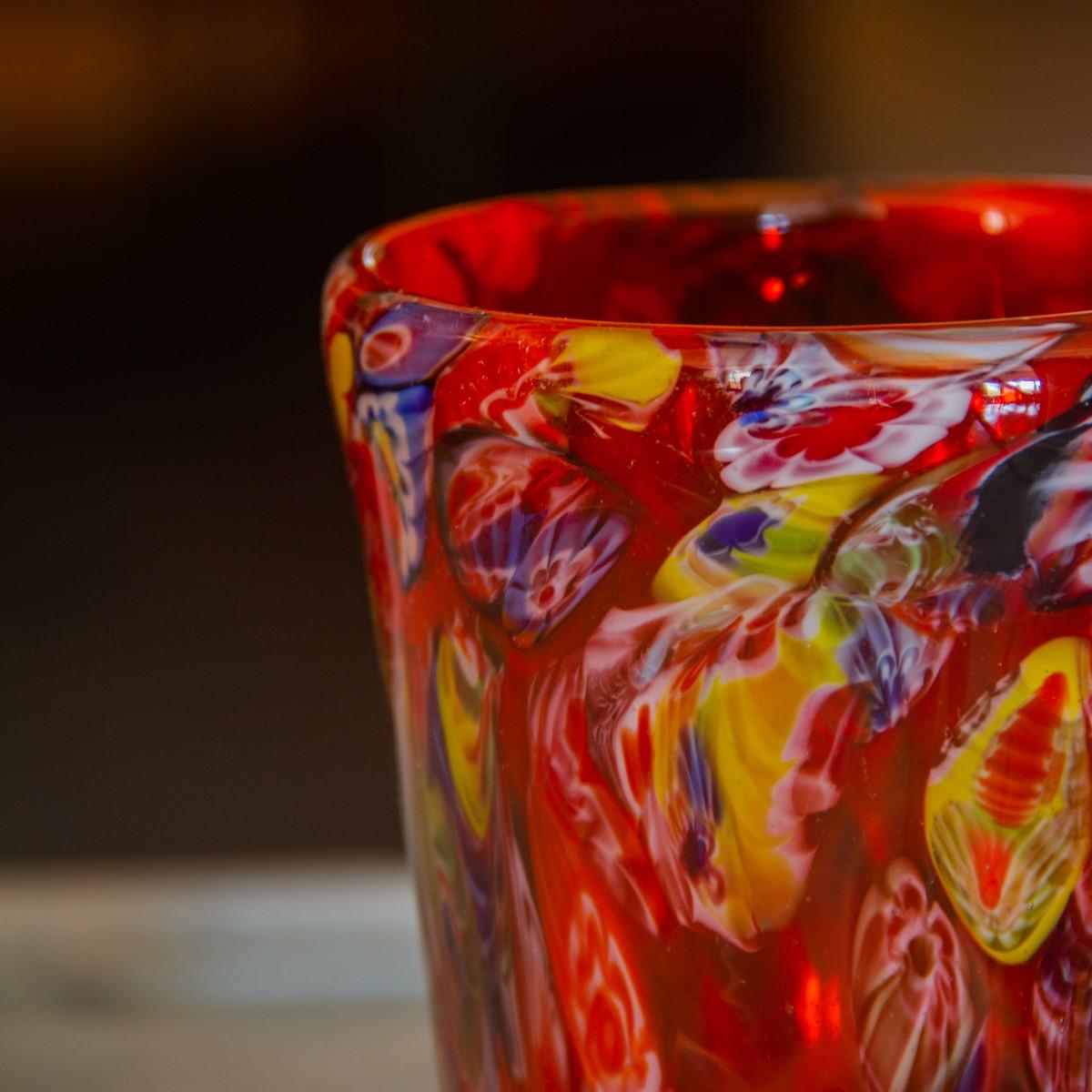 Mid-Century Modern Multicolored Millefiori Glass Vase, 1960s