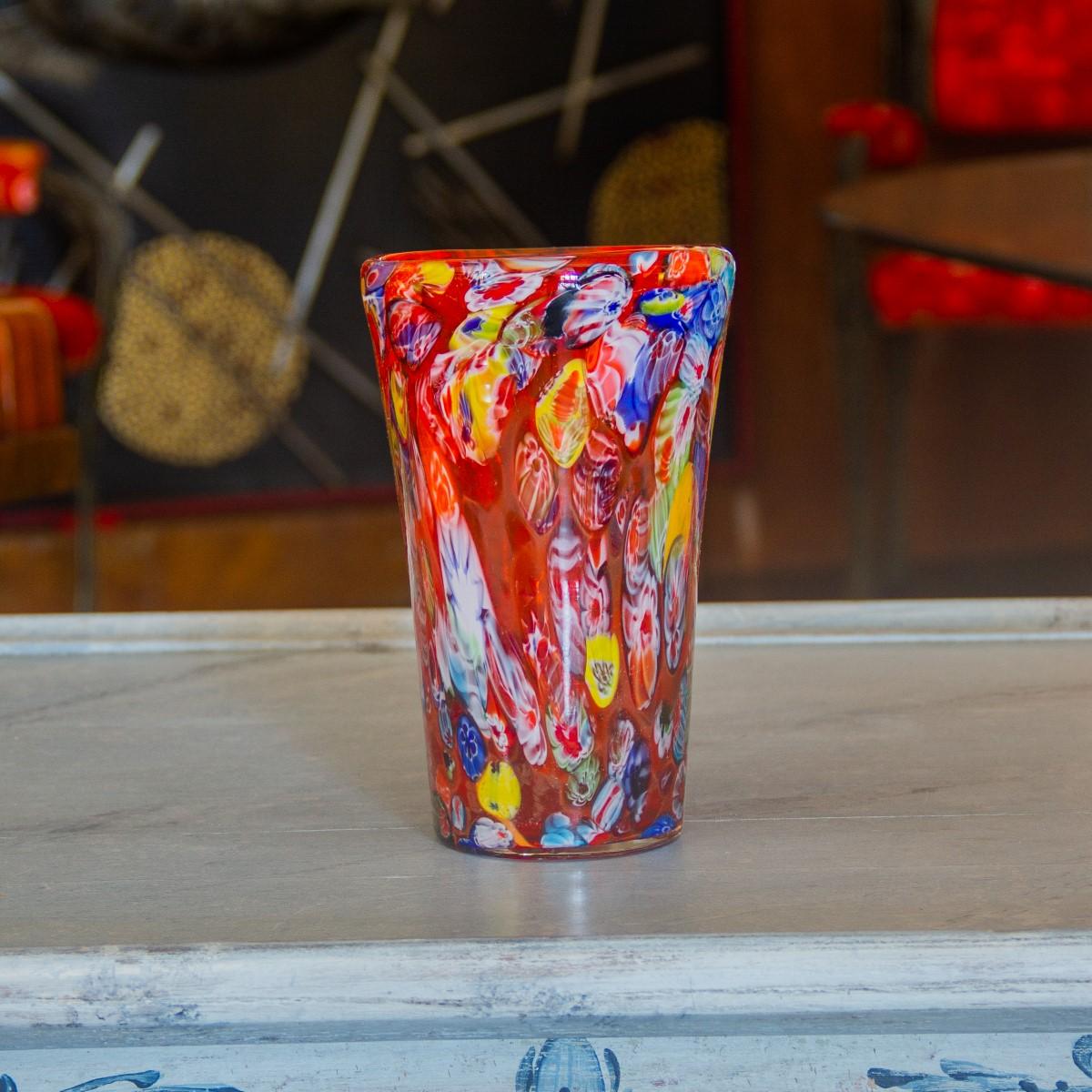 European Multicolored Millefiori Glass Vase, 1960s