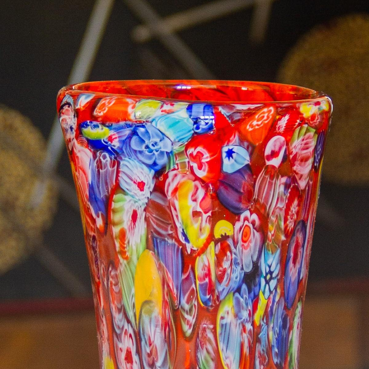 Multicolored Millefiori Glass Vase, 1960s In Good Condition In Donhead St Mary, Wiltshire