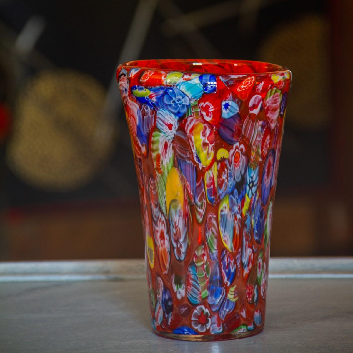 20th Century Multicolored Millefiori Glass Vase, 1960s
