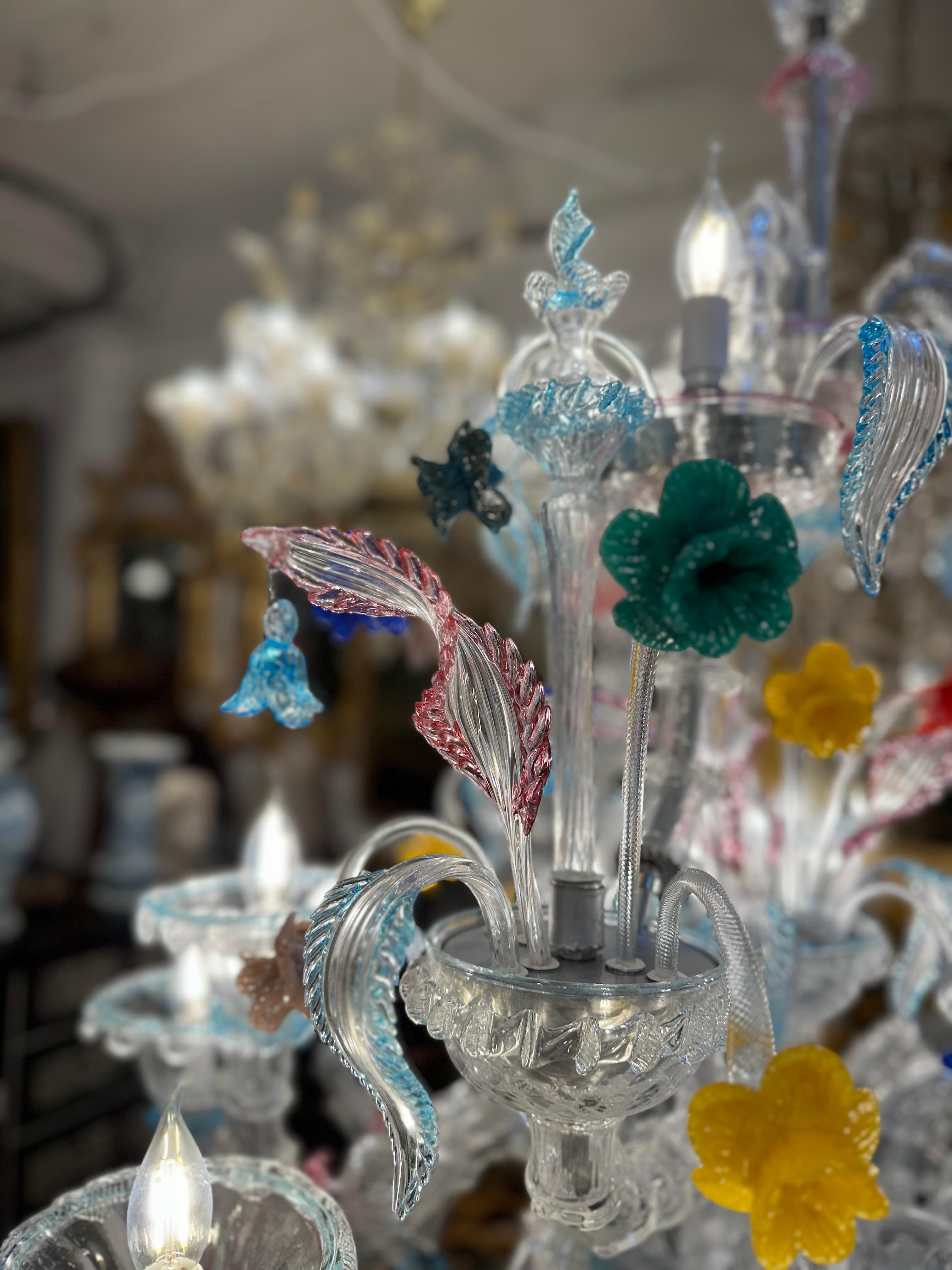 Italian Multi Coloured Murano Glass Chandelier For Sale