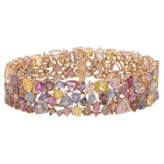 Multi-Coloured Sapphire and Diamond Bracelet in 18k Rose Gold