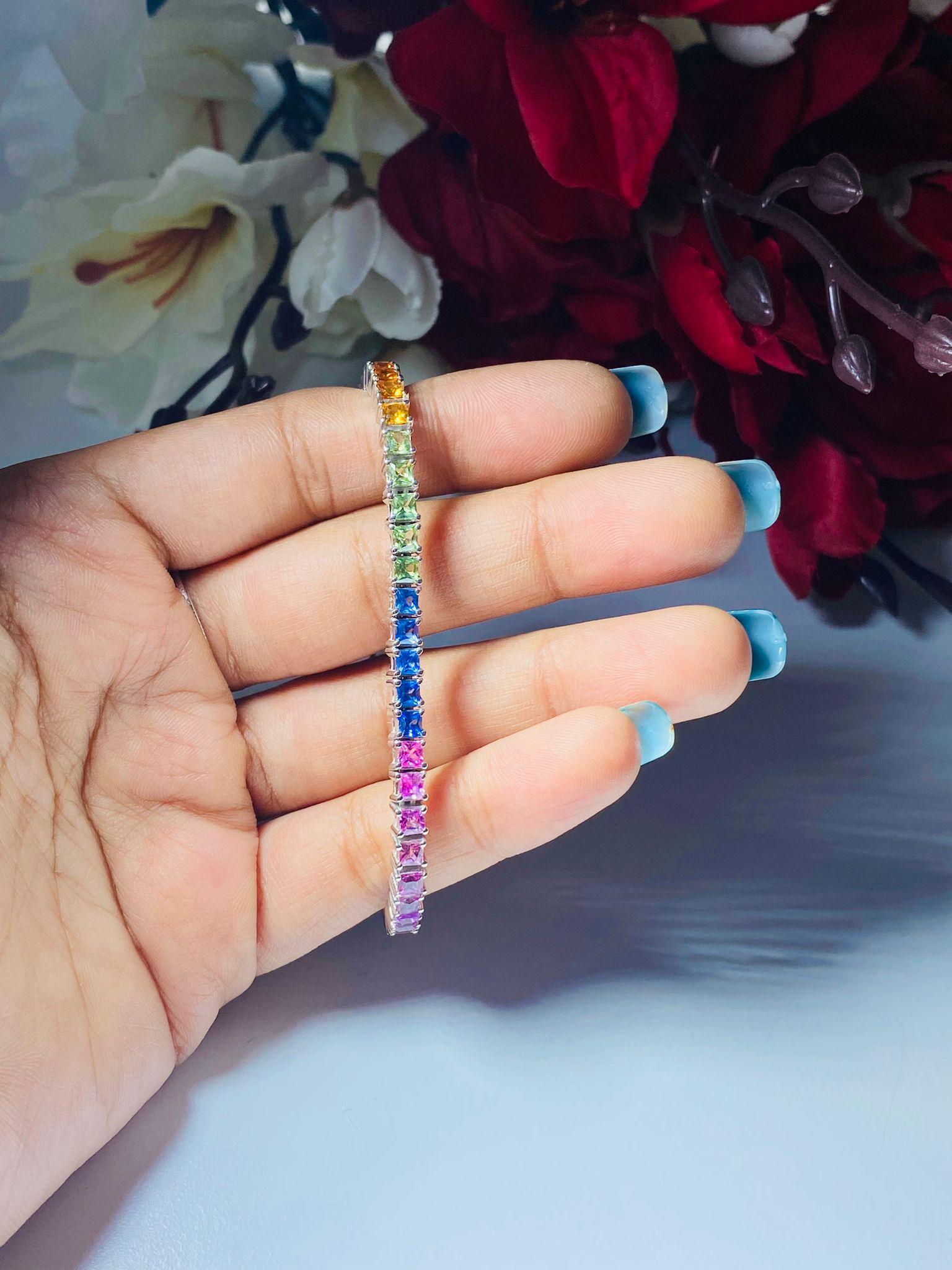 Femenino o masculino Pulsera de zafiro multicolor en venta