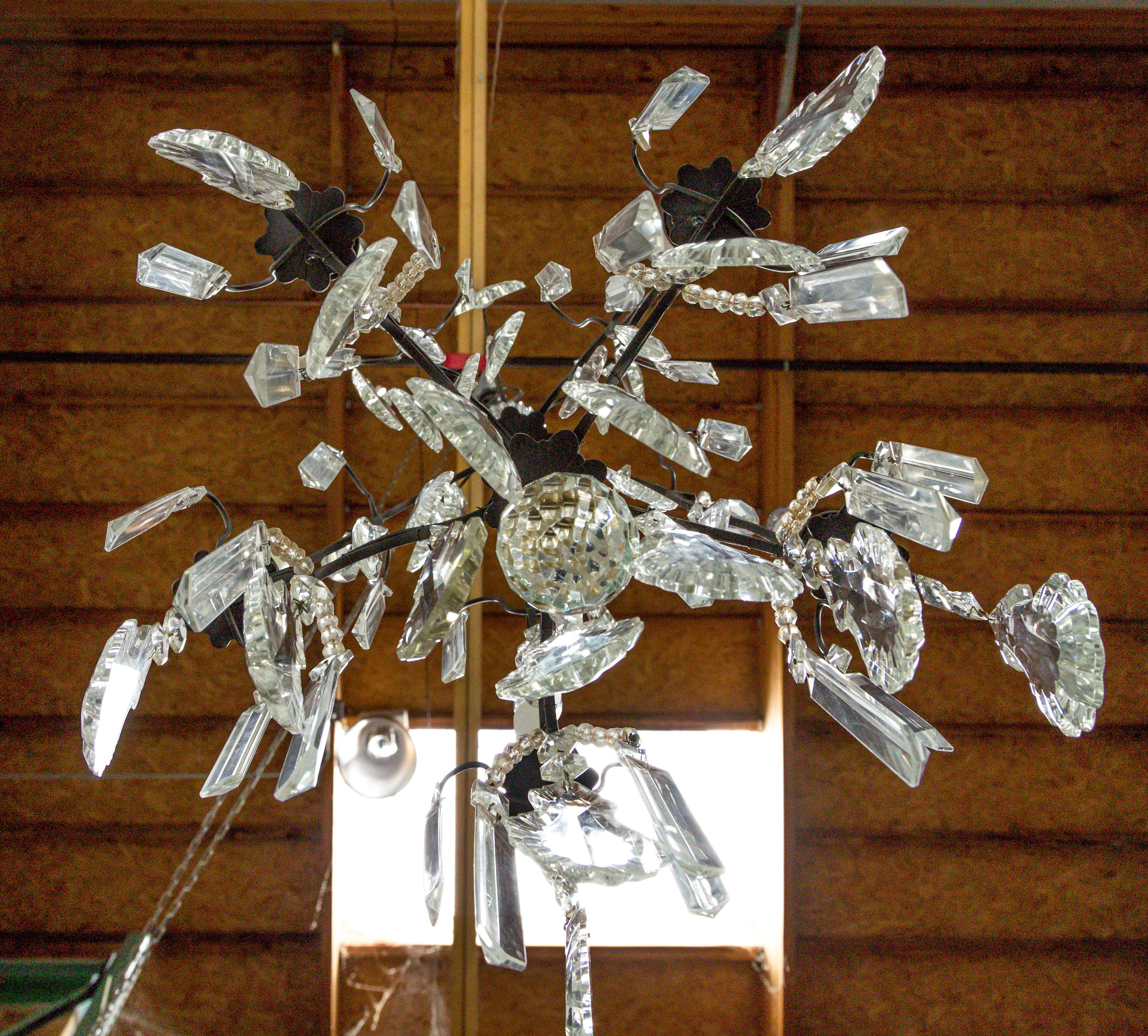 Multi Crystal Birdcage Chandeliers, Pair 4