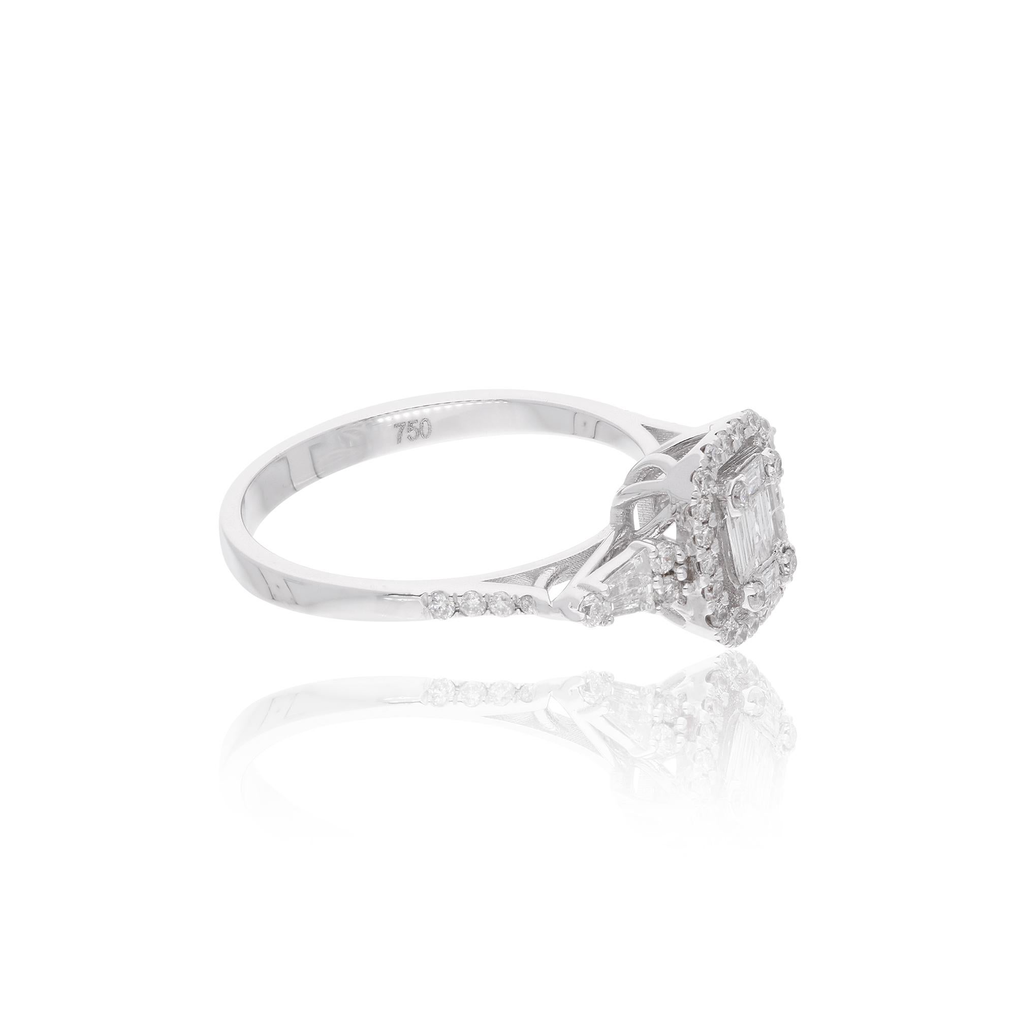 Im Angebot: Multi Cut 0.53Ct SI/H Diamant Antrag Ring für Ehefrau 14k Weißgold-Schmuck () 5