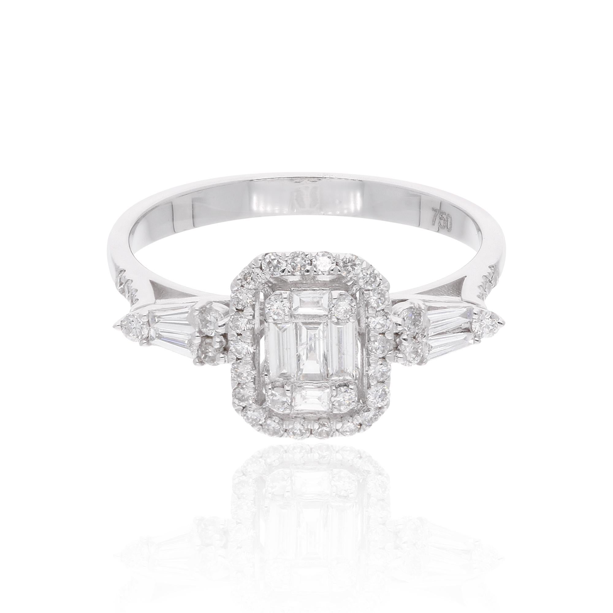 Im Angebot: Multi Cut 0.53Ct SI/H Diamant Antrag Ring für Ehefrau 14k Weißgold-Schmuck () 6