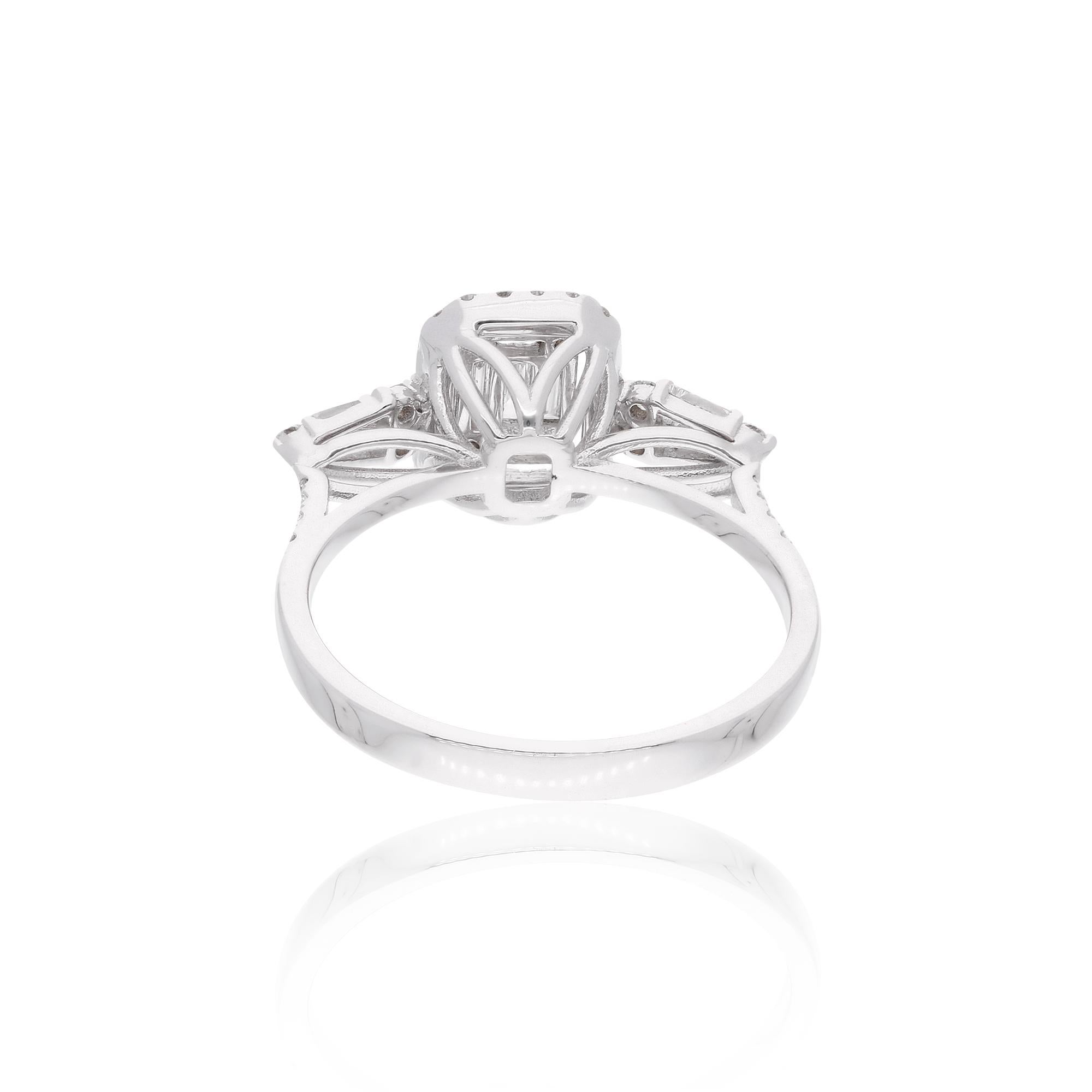 Im Angebot: Multi Cut 0.53Ct SI/H Diamant Antrag Ring für Ehefrau 14k Weißgold-Schmuck () 7