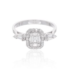 Multi Cut 0.53Ct SI/H Diamond Proposal Ring For Wife 18k White Gold Jewelry