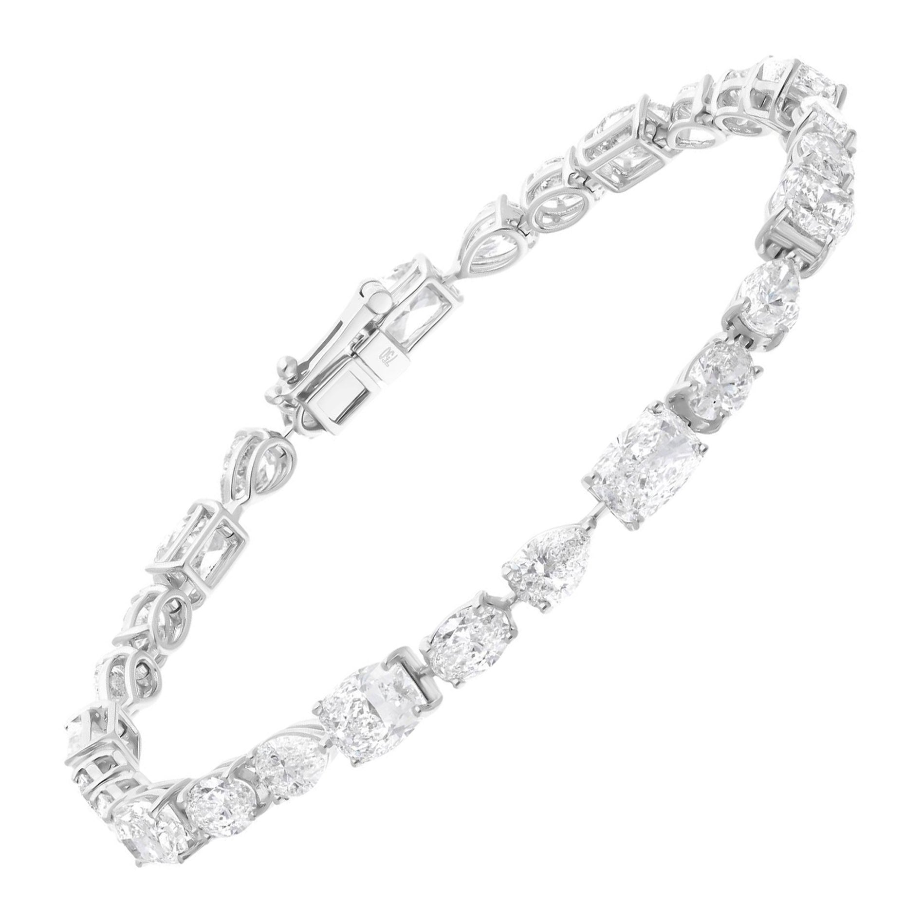 Pulsera de tenis de diamantes naturales talla múltiple 11,13 ct Oro blanco 14k Joyas finas