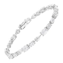 Pulsera de tenis de diamantes naturales talla múltiple 11,13 ct Oro blanco 14k Joyas finas