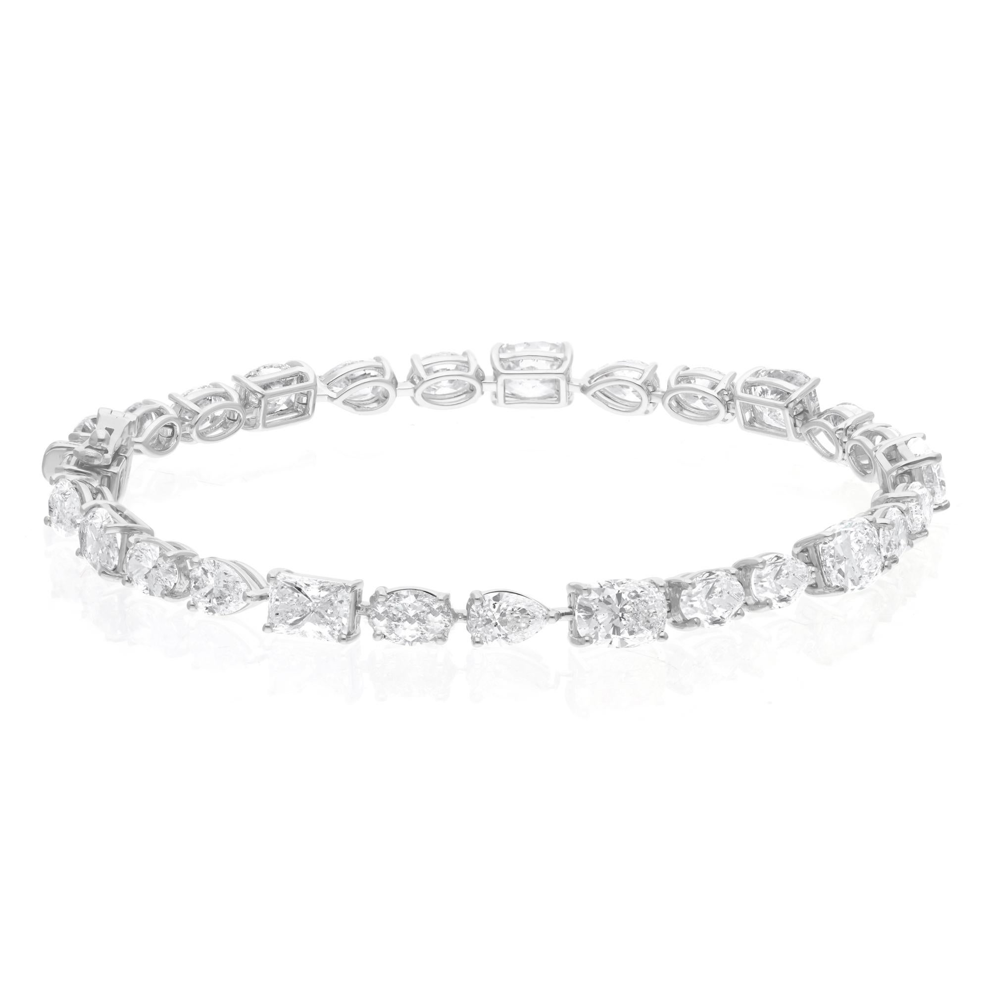 Pulsera de tenis de diamantes naturales talla múltiple 11,13 ct Oro blanco 18k Joyas finas Moderno en venta