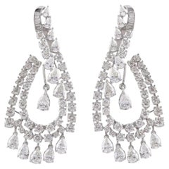 Multi Cut 11.35 Ct Natural Diamond Chandelier Drop Earrings 14k White Gold