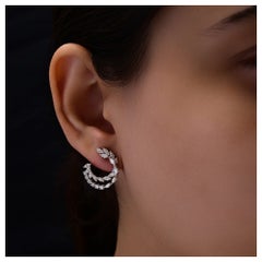 Multi Cut 1.52 Ct Natural Diamond Twisted Hoop Earrings 14k White Gold Jewelry