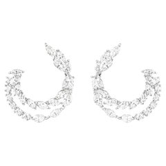 Multi Cut 1.52 Ct Natural Diamond Twisted Hoop Earrings 14k White Gold Jewelry
