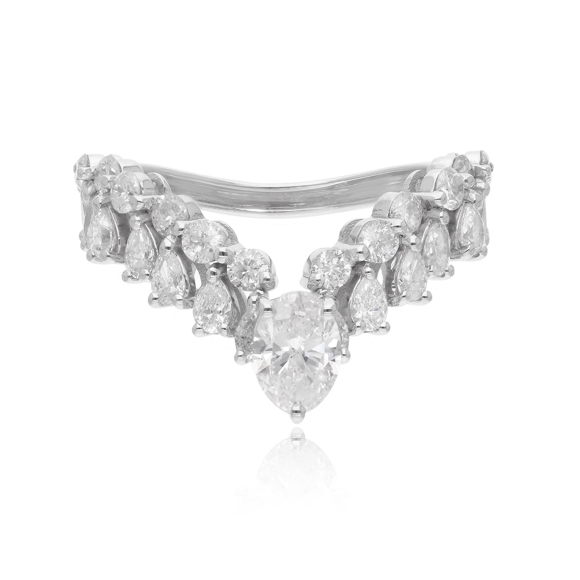 En venta: Anillo de compromiso de diamantes naturales talla múltiple Chevron de 1,64 ct Joyas de oro blanco de 14k  7