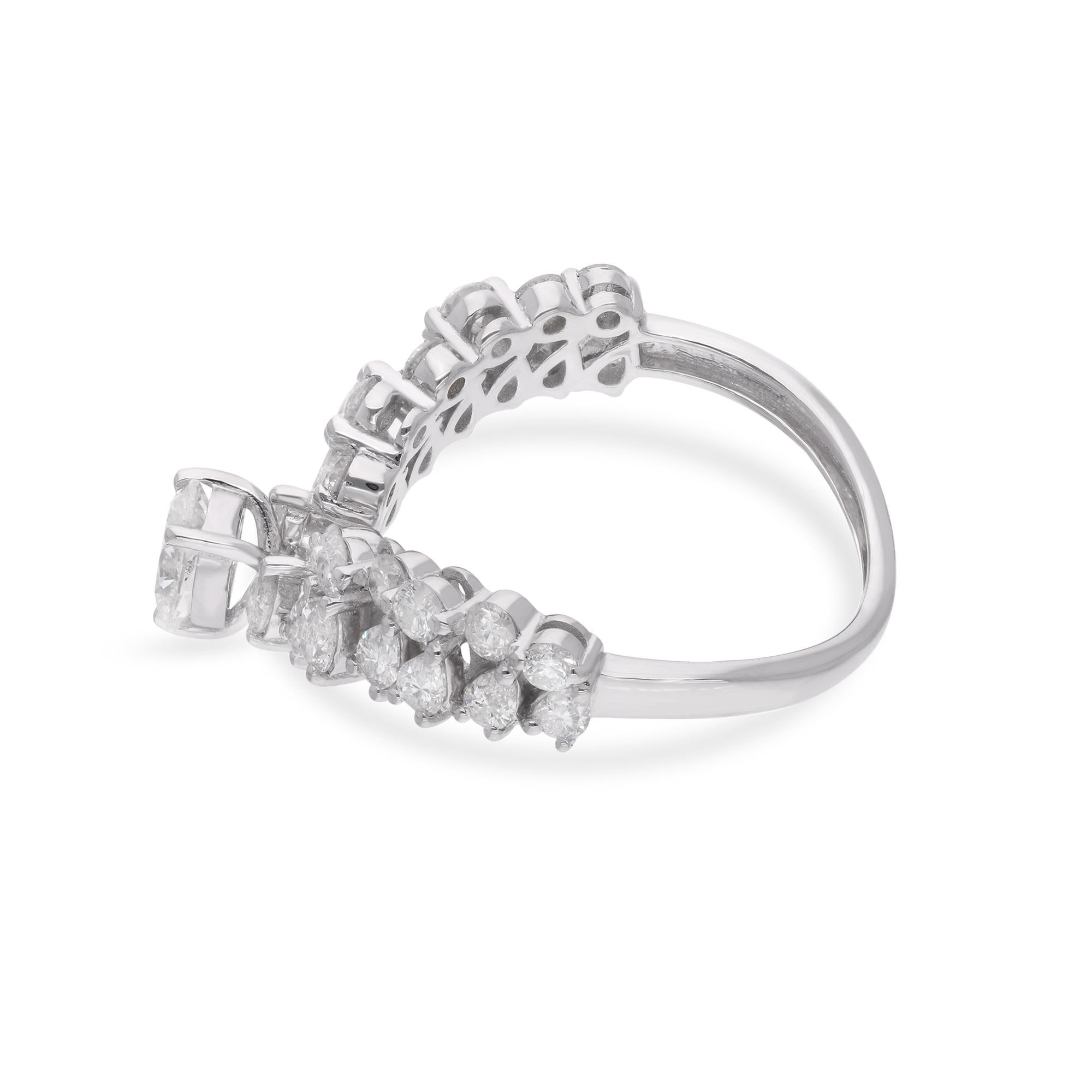 En venta: Anillo de compromiso Chevron de diamantes naturales talla múltiple de 1,64 ct Joyas de oro blanco de 18k  6