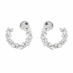 Multischliff 1,83 Karat Naturdiamant C-Hoop-Ohrringe 14k Weißgold
