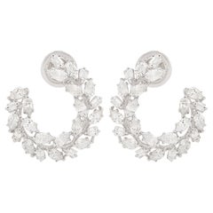 Multi Cut 2.30Ct SI/H Natural Diamond Open C-Hoop Earrings 14k White Fine Gold (boucles d
oreilles ouvertes en forme de C)