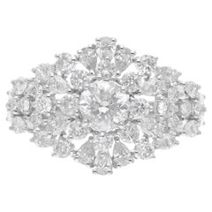Multi Cut 2.57Ct Natural Diamond Cluster Engagement Ring 14K White Gold Jewelry