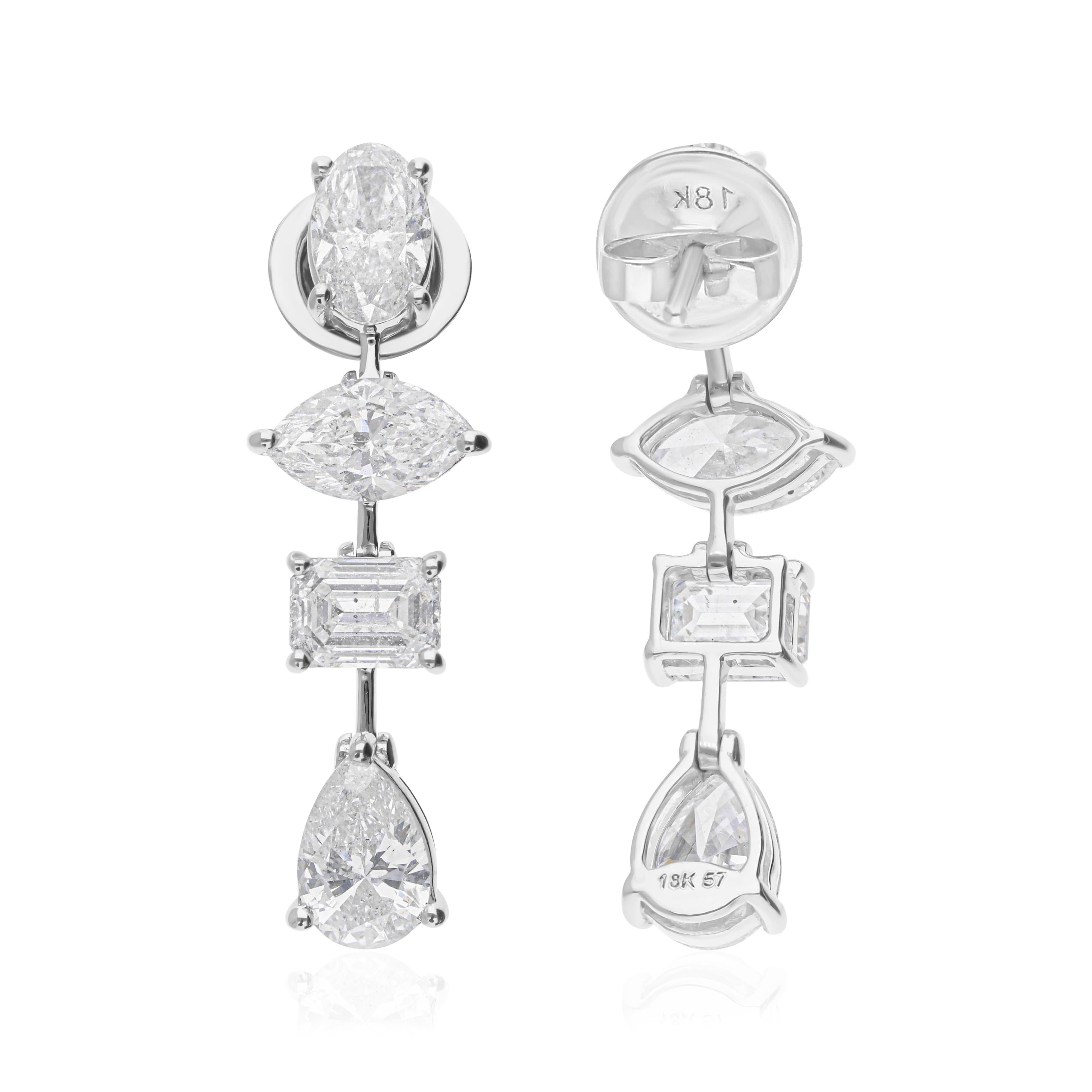 Taglio misto Orecchini a goccia con diamante Multi-Cut 4.06Ct in oro bianco 14k Tutte le tariffe sono pagate in vendita