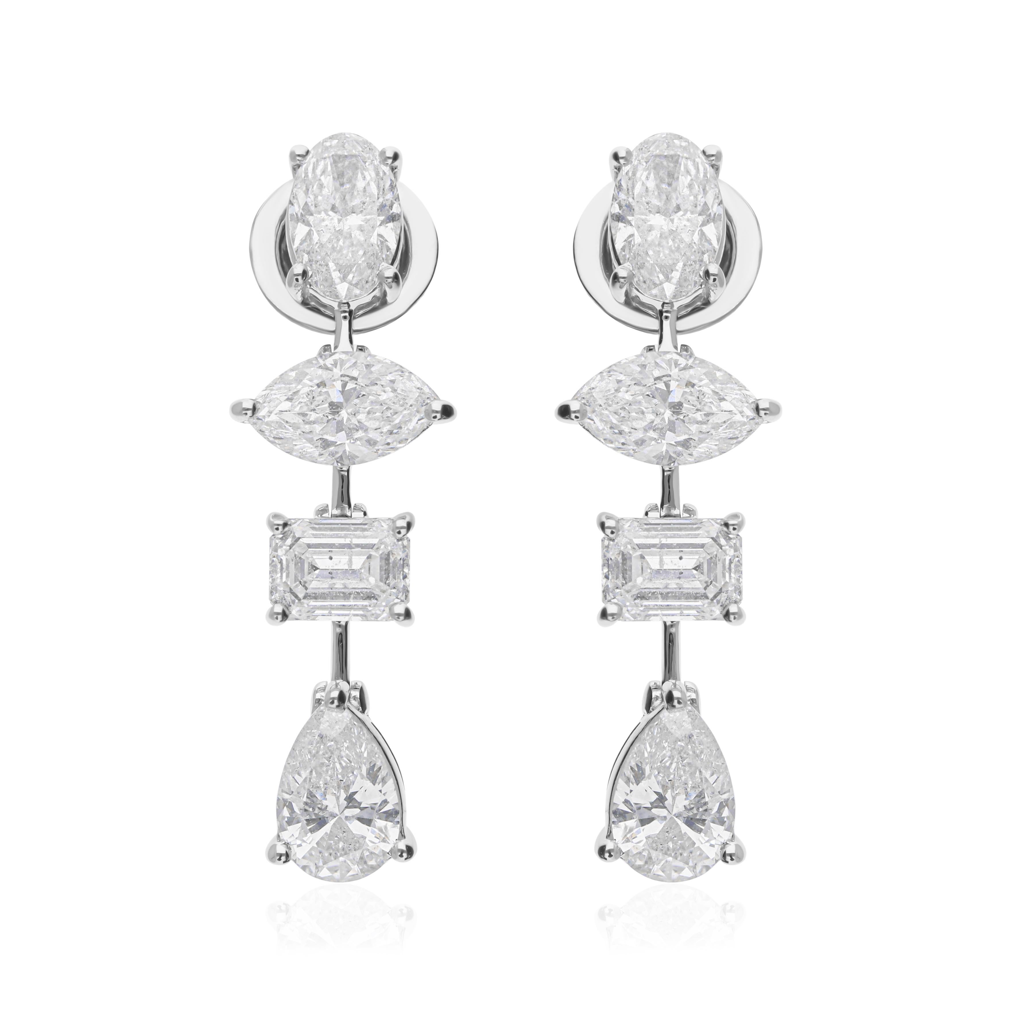 Orecchini a goccia con diamante Multi-Cut 4.06Ct in oro bianco 14k Tutte le tariffe sono pagate In condizioni Nuovo in vendita a Diera, Dubai