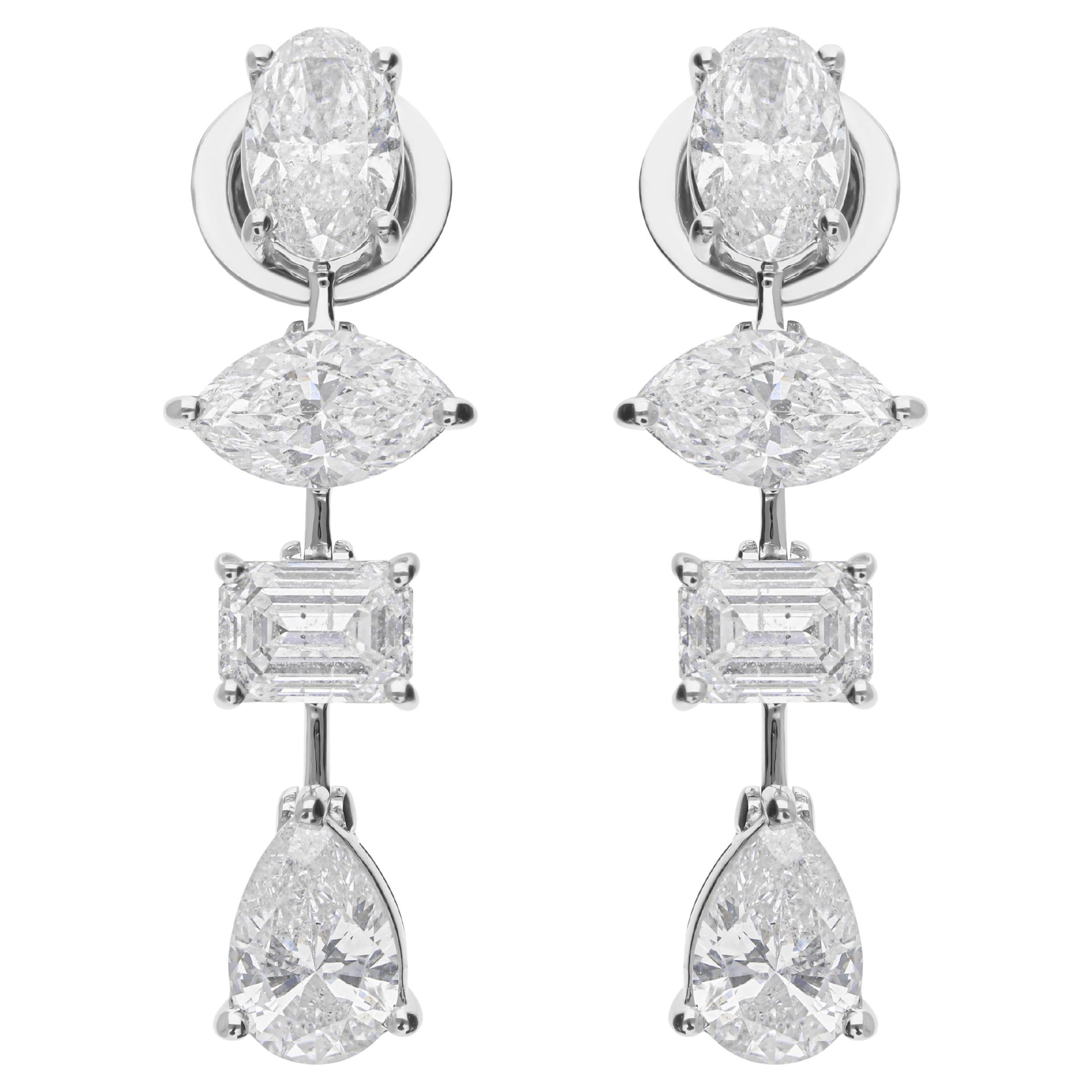 Orecchini a goccia con diamante Multi-Cut 4.06Ct in oro bianco 14k Tutte le tariffe sono pagate
