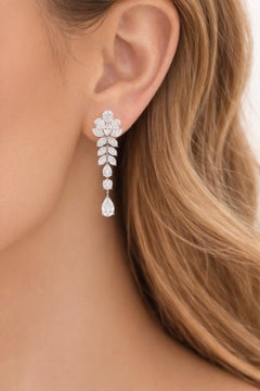 4.96 ctw Pear, Marquise & Round Diamond Chandelier Drop Earrings 18K White Gold