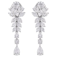 4.96 ctw Pear, Marquise & Round Diamond Chandelier Drop Earrings 18K White Gold