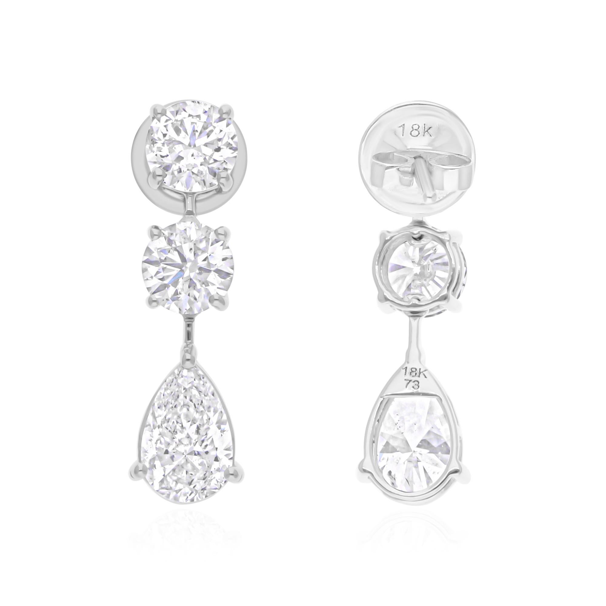 Multischliff 5.02Ct Natürlicher Diamant Tropfen Minimalistische Ohrringe 18 Karat Weißgold im Zustand „Neu“ im Angebot in Diera, Dubai