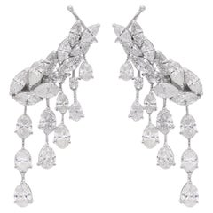 Boucles d'oreilles pendantes en or blanc 18k avec diamant naturel de 6,32 ct.