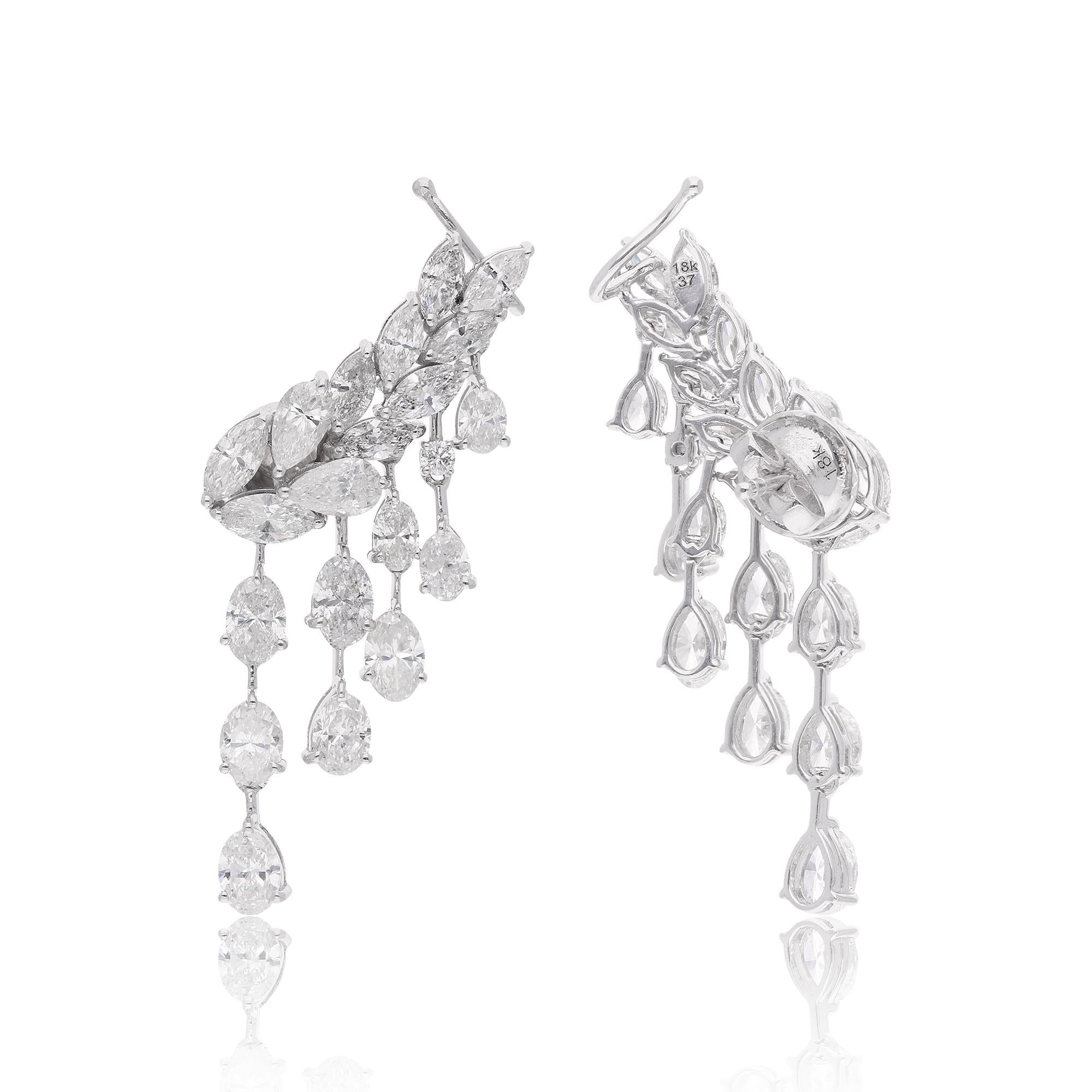 Boucles d'oreilles pendantes en or blanc 14k avec diamants multi-tailles 6.32 ct. Neuf - En vente à Diera, Dubai