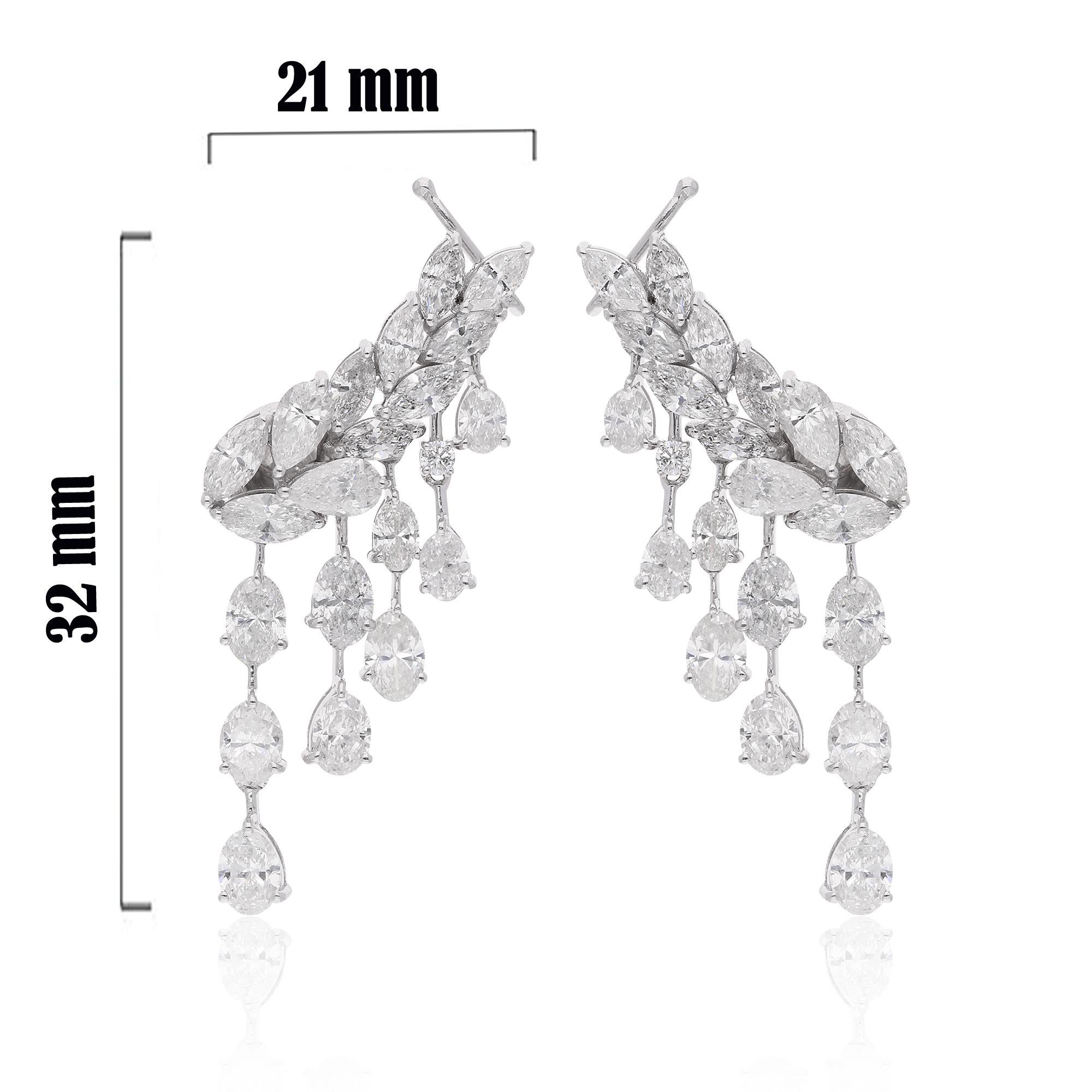 Boucles d'oreilles pendantes en or blanc 18k avec diamant naturel 6.32 ct. Neuf - En vente à Diera, Dubai