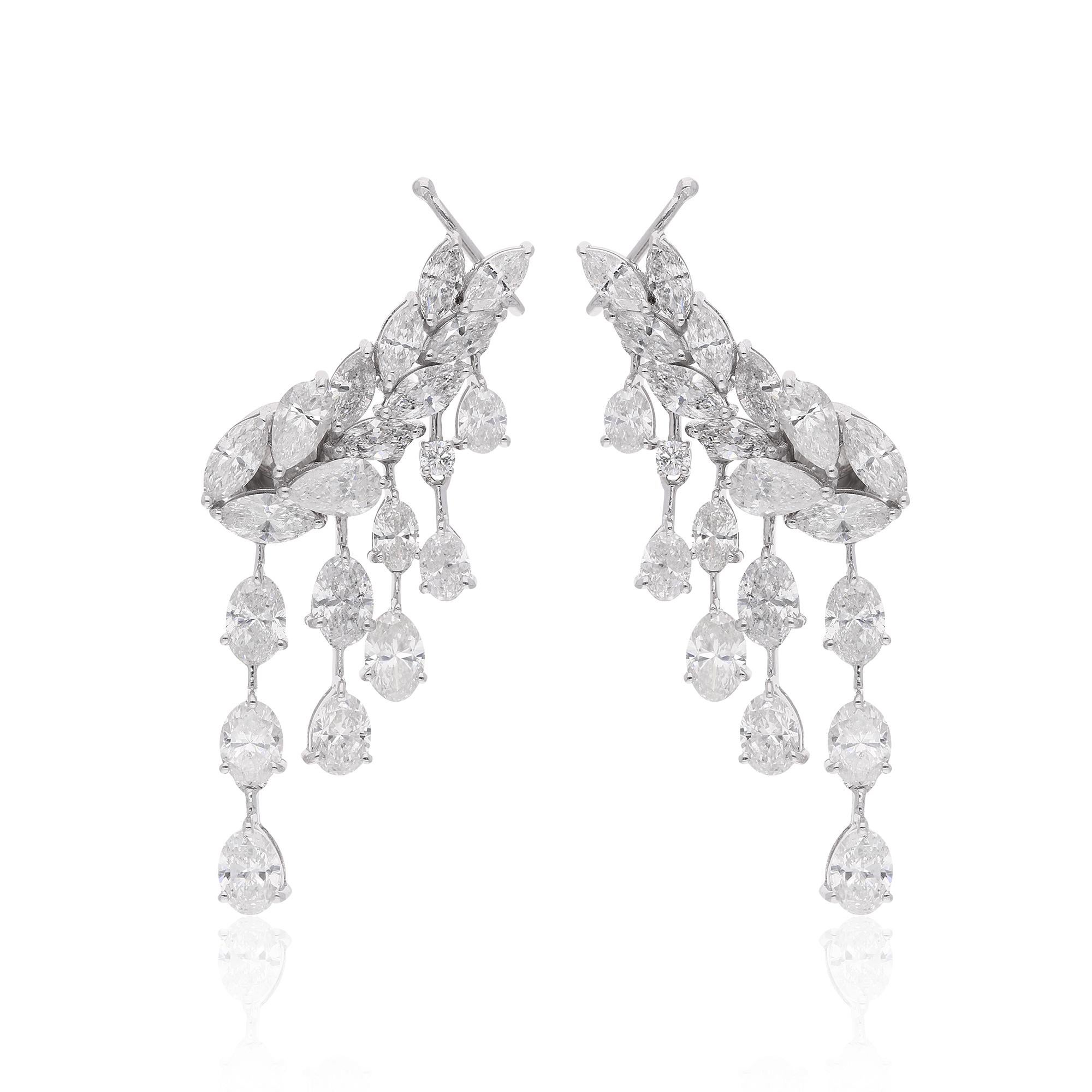 Boucles d'oreilles pendantes en or blanc 18k avec diamant naturel 6.32 ct. en vente 1